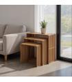 S/3 MESA AUXILIAR NATURAL MADERA DE TECA 65 X 30 X 66 CM