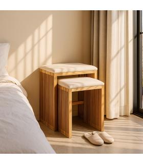 S/2 BANQUETA NATURAL MADERA DE TECA 50 X 34 X 60 CM