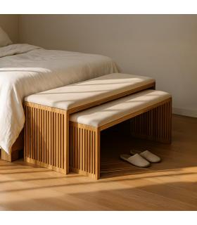 S/2 BANQUETA NATURAL MADERA DE TECA 115 X 35 X 45 CM