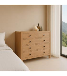 CÓMODA NATURAL MADERA MINDI DORMITORIO 100 X 40 X 90 CM