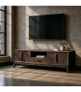 MUEBLE TV MARRÓN MADERA DE MANGO SALÓN 200 X 40 X 55 CM