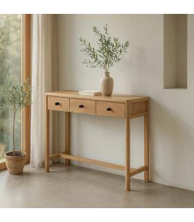 CONSOLA NATURAL MADERA DE MANGO ENTRADA 90 X 30 X 80 CM