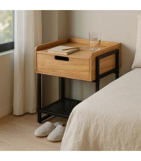 MESITA NATURAL-NEGRO DM-METAL 45 X 41 X 56,50 CM