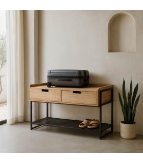 MUEBLE CAJONES NATURAL-NEGRO DM-METAL 100 X 48 X 56,50 CM