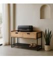 MUEBLE CAJONES NATURAL-NEGRO DM-METAL 100 X 48 X 56,50 CM