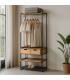MUEBLE VESTIDOR NATURAL-NEGRO DM-METAL 80 X 48 X 192,50 CM