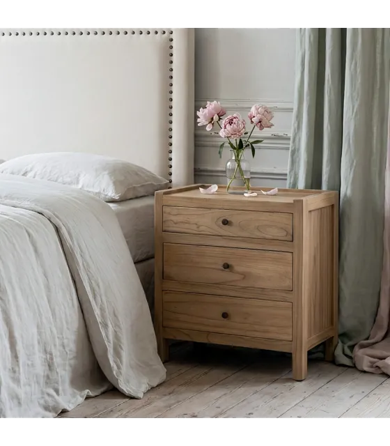 MESITA NATURAL MADERA MINDI DORMITORIO 65 X 40 X 65 CM