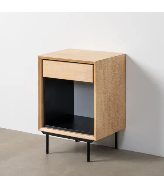 MESITA NATURAL-NEGRO MADERA-METAL 50 X 40 X 70,50 CM