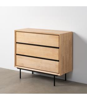 CÓMODA NATURAL-NEGRO MADERA-METAL 99,50 X 40 X 87 CM