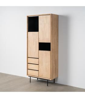 ARMARIO NATURAL-NEGRO MADERA-METAL 89,50 X 40 X 204 CM