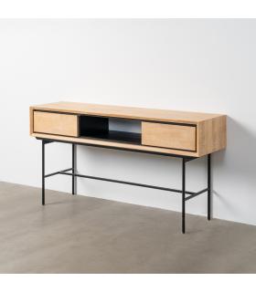 ESCRITORIO NATURAL-NEGRO MADERA-METAL 150 X 40 X 74 CM