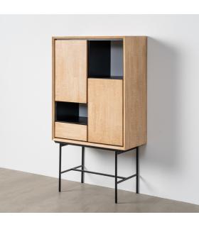 ARMARIO NATURAL-NEGRO MADERA-METAL 84,50 X 40 X 153 CM