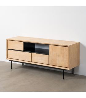 MUEBLE TV NATURAL-NEGRO MADERA-METAL 148 X 40 X 62 CM