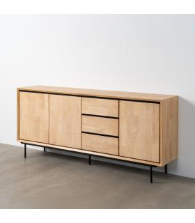 APARADOR NATURAL-NEGRO MADERA-METAL 200 X 40 X 86,50 CM