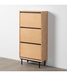 ZAPATERO NATURAL-NEGRO MADERA-METAL 60 X 25 X 123 CM