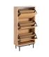 ZAPATERO NATURAL-NEGRO MADERA-METAL 60 X 25 X 123 CM