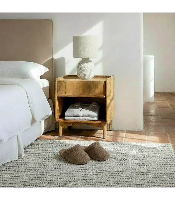 MESITA NATURAL MADERA DE MANGO 45 X 35 X 50 CM