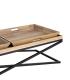 MESA CENTRO NATURAL-NEGRO MADERA-METAL 113 X 50 X 36,50 CM