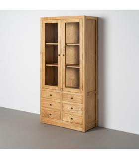 VITRINA NATURAL MADERA MINDI SALÓN 90 X 40 X 180 CM
