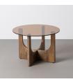 MESA CENTRO MARRÓN MADERA-CRISTAL 60 X 60 X 41 CM