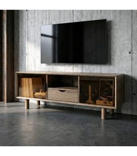 MUEBLE TV MARRÓN MADERA-CRISTAL 150 X 40 X 55 CM