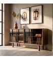 APARADOR MARRÓN MADERA-CRISTAL 160 X 46 X 80 CM