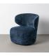 SILLÓN GIRATORIO AZUL TEJIDO-MADERA 73 X 68 X 74 CM