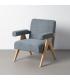 SILLÓN AZUL TEJIDO-MADERA SALÓN 74 X 76 X 85 CM