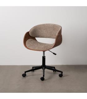 SILLA RUEDAS BEIGE-MARRÓN TEJIDO-MADERA 59 X 64 X 88 CM
