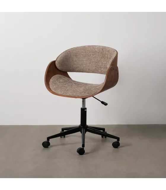 SILLA RUEDAS BEIGE-MARRÓN TEJIDO-MADERA 59 X 64 X 88 CM