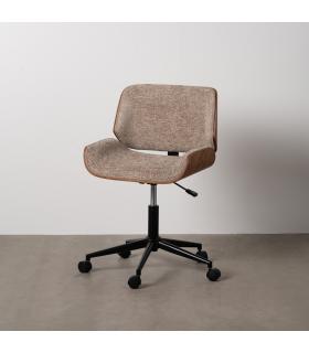 SILLA RUEDAS BEIGE-MARRÓN TEJIDO-MADERA 54 X 61 X 88 CM