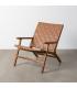 BUTACA MARRÓN MADERA TECA-PIEL SALÓN 74 X 78 X 75 CM