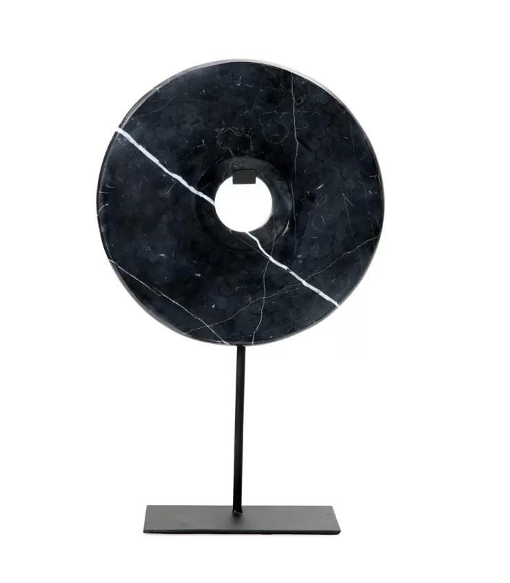 El disco de mármol en el soporte - Negro - L