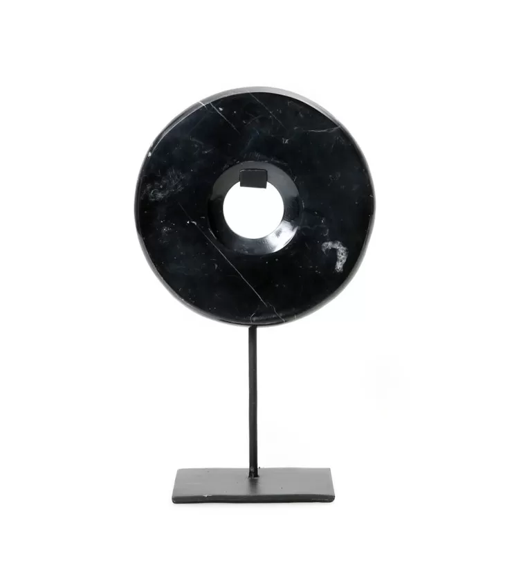 El disco de mármol en el soporte - Negro - M