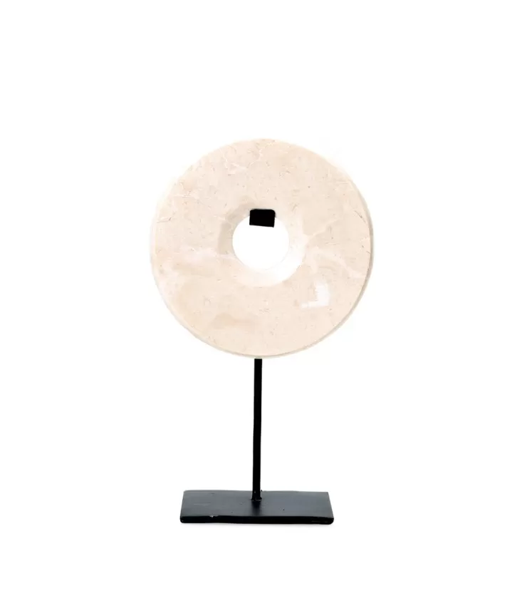O disco de mármore no suporte - branco - m