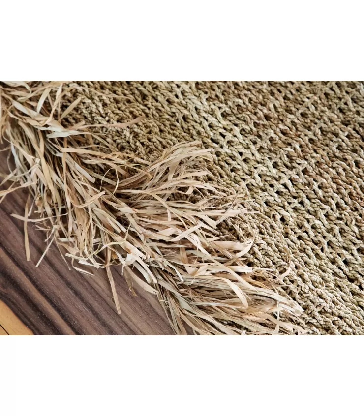 A Raffia Fringed Carpet - Natural - 180x240
