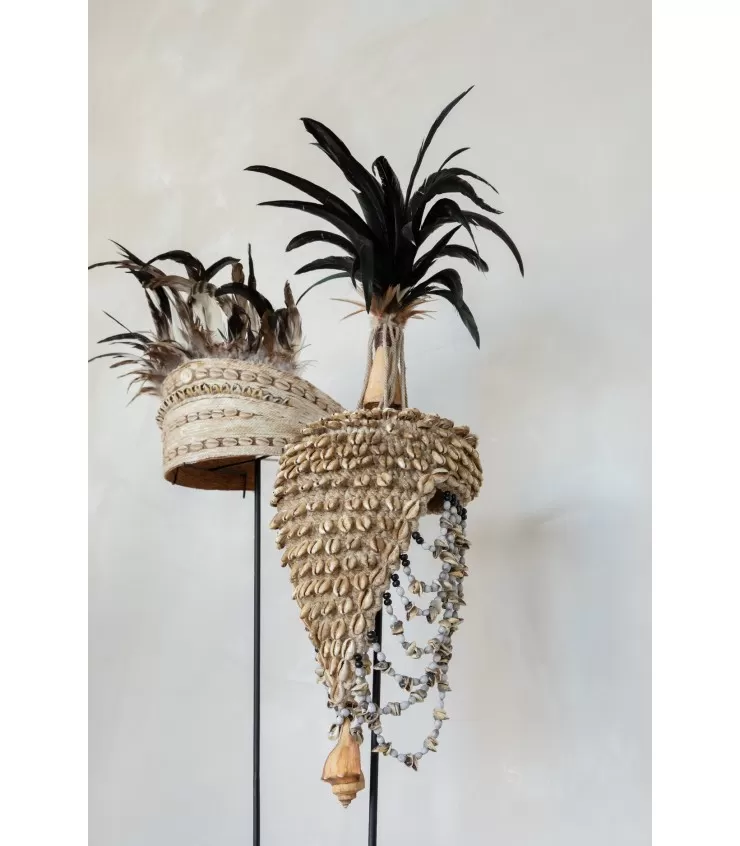 The Guinea Feather Hat on Stand - Natural Black