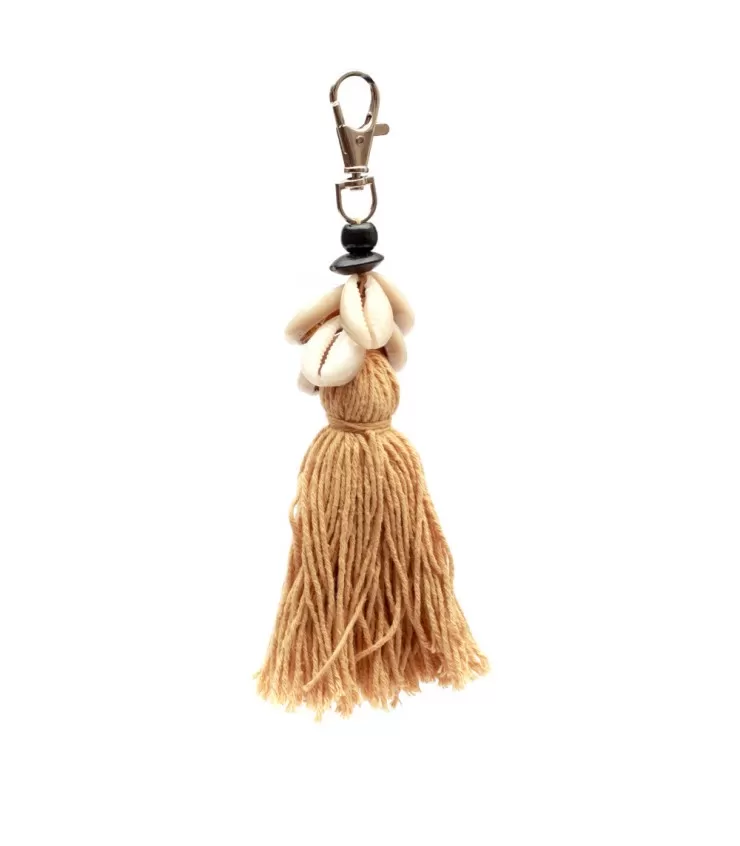 The Cowrie Tassel Keychain - Mocca