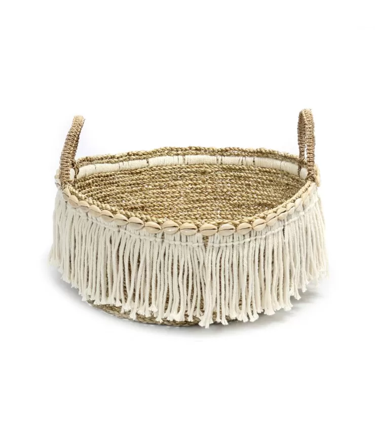 The Boho Fringe Basket - Natural White