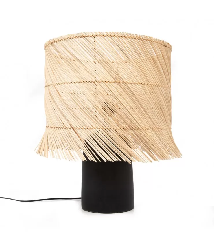 A lâmpada de mesa de rattan - Natural Preto