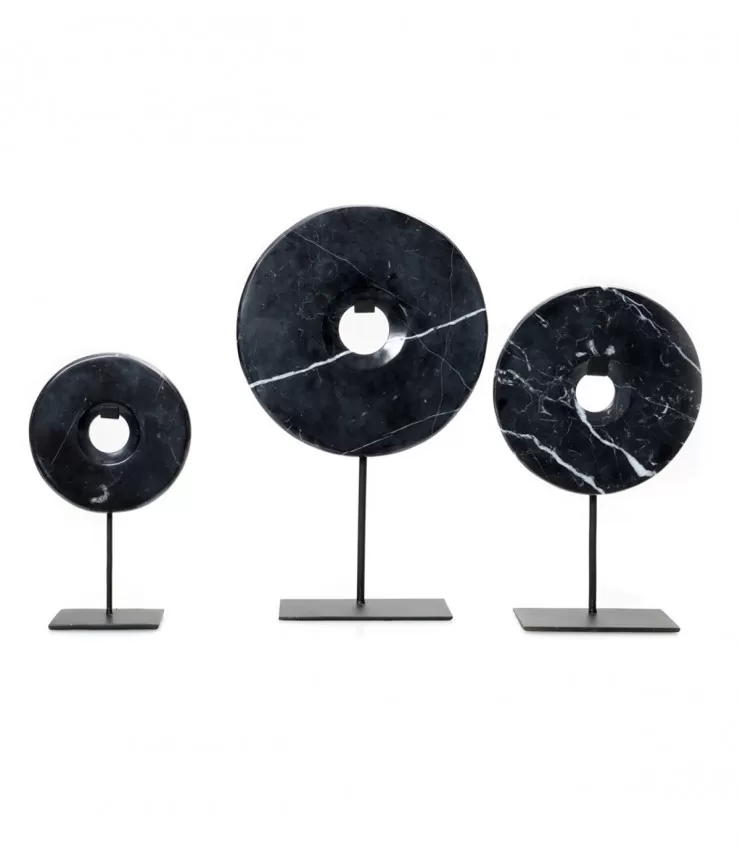 The Marble Disc on Stand - Black - S