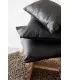 The Four Leather Panel Cushion Cover - Black - 60x60