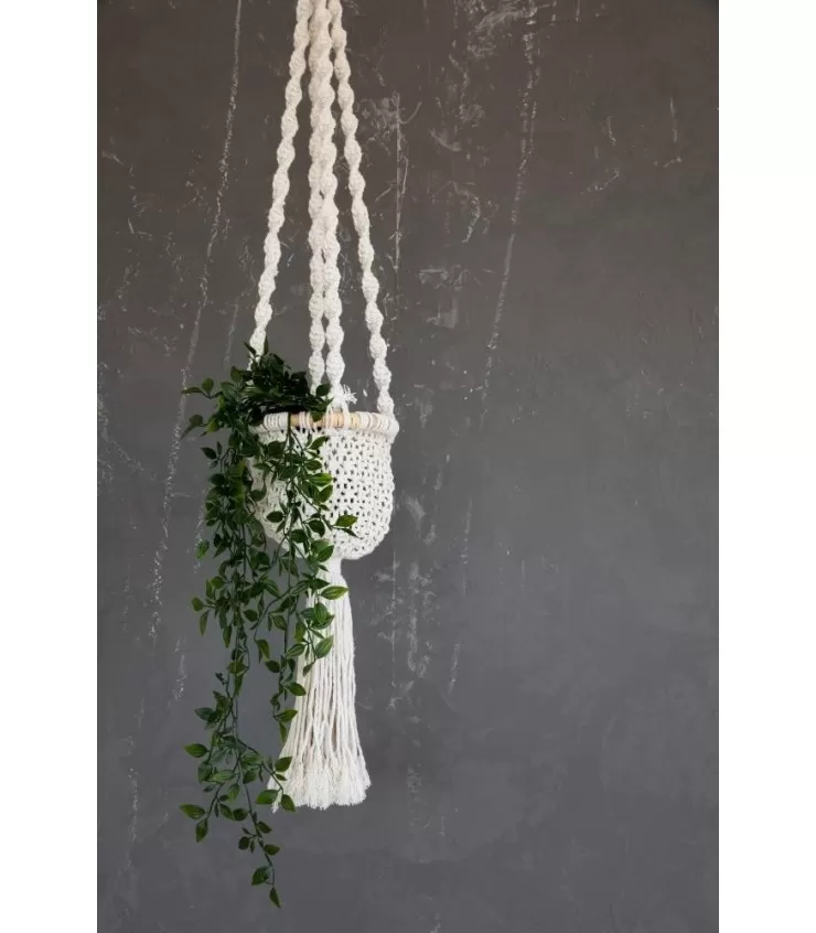 The Twisted Macrame Plant Holder - Natural White - M