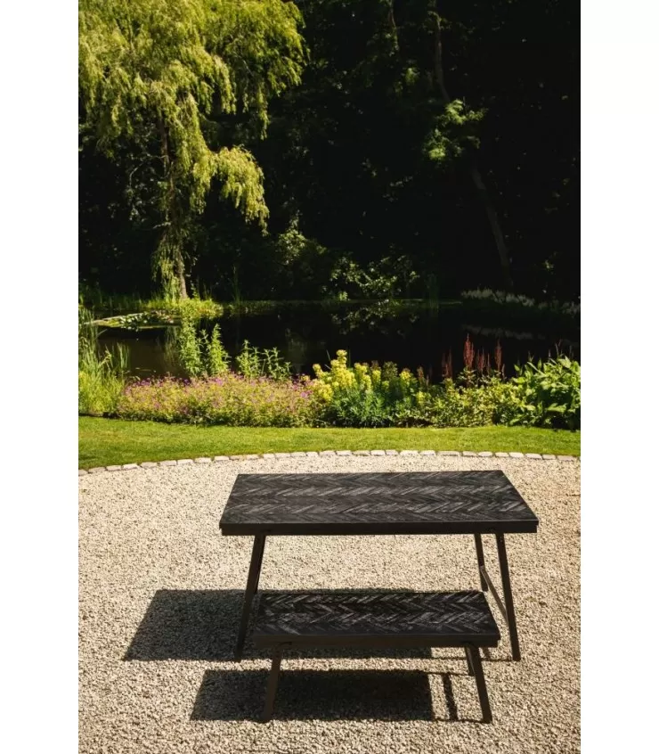 The Herringbone Market Table - Black - 160cm