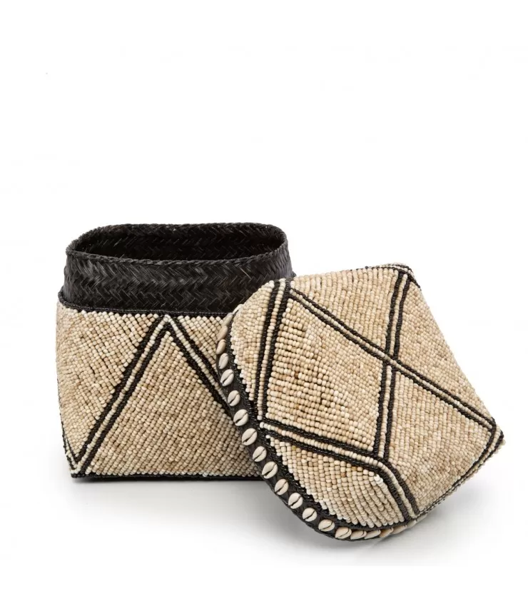 The Beaded Jagged Baskets - Natural Black - M