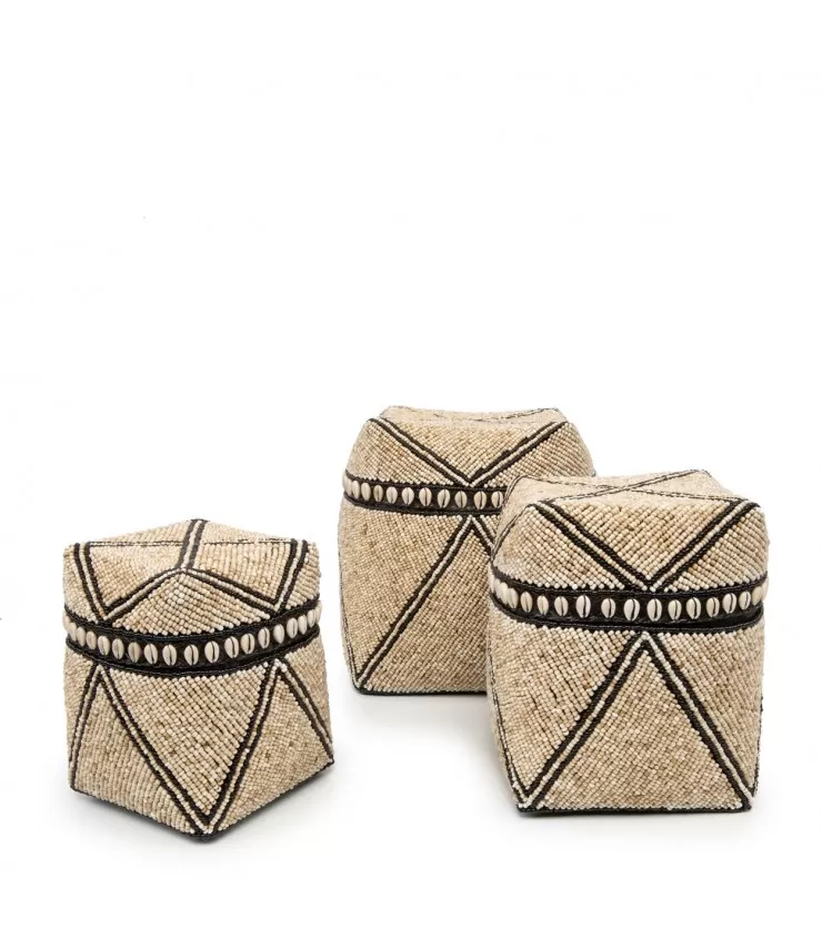 The Beaded Jagged Baskets - Natural Black - M