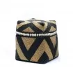 The Beaded Basket Cowrie Diamond High - Black Gold - L