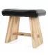 The Suar Stool with Leather - Natural Black