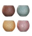 Multicoloured glass candle holder