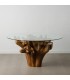 MESA COMEDOR NATURAL MADERA / CRISTAL 140 X 140 X 75 CM